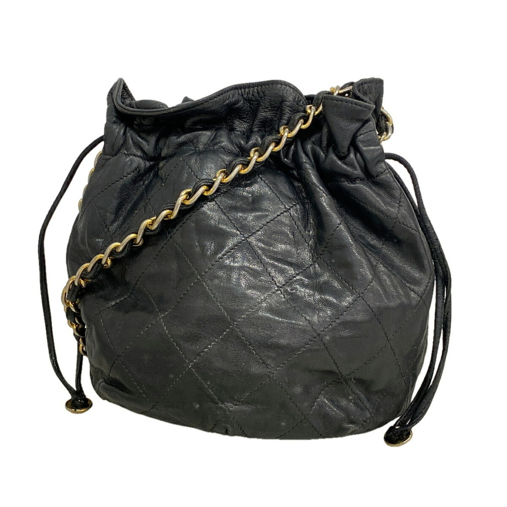 Chanel Matelassé Chain Shoulder Bag, Lambskin, Black, Women's